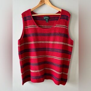 LAUREN Ralph Lauren Men's 3X Red Striped Linen Cotton Sweater Vest -preppy